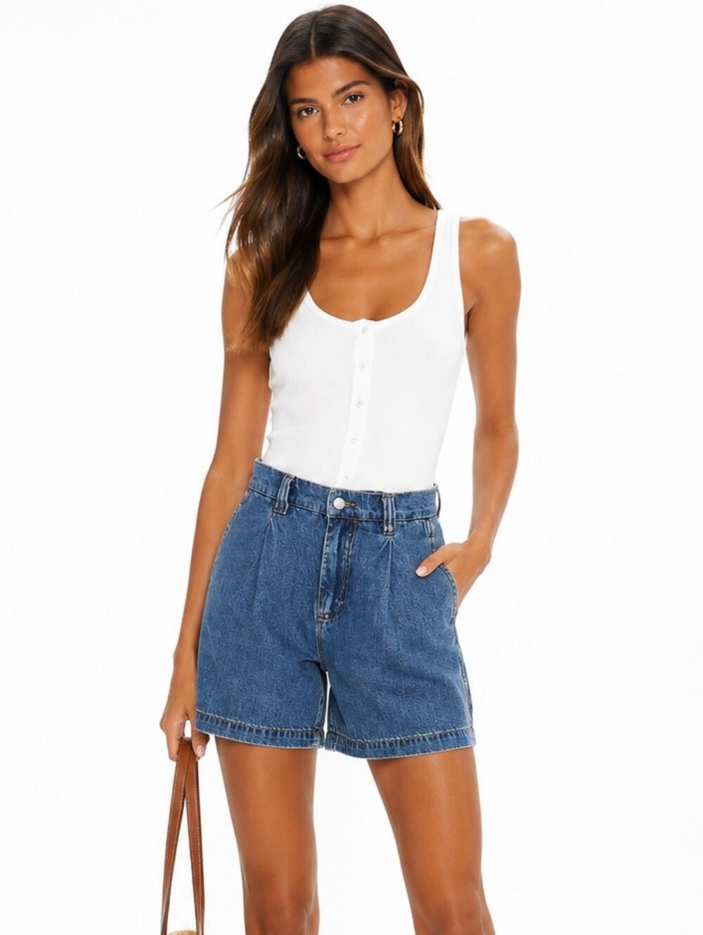 Current/Elliott Pleated Denim Shorts Size 28 NWT